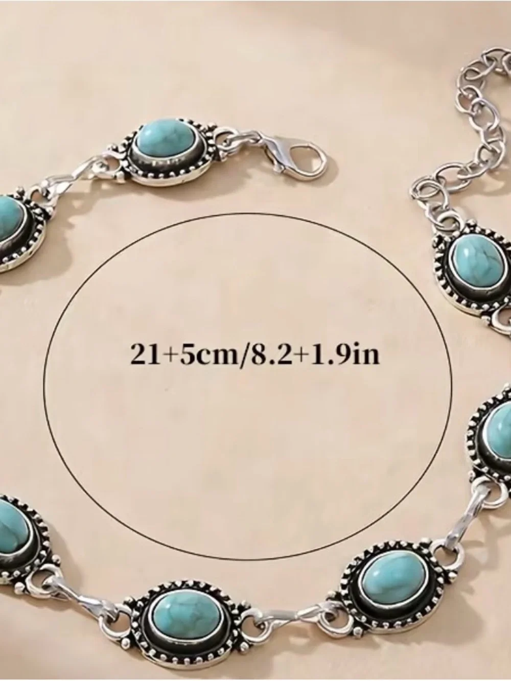 Turquoise Link Bracelet - Teal Stone